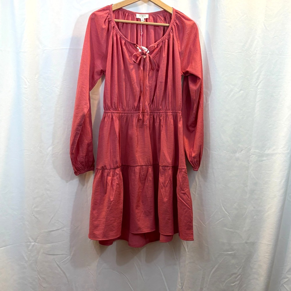 NWT‎ Umgee Long Sleeve Coral Shimmer Dress, Size Small